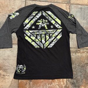 American Fighter lime green and Gray Logo 3/4 sleeve shirt
Buckle Exclusive